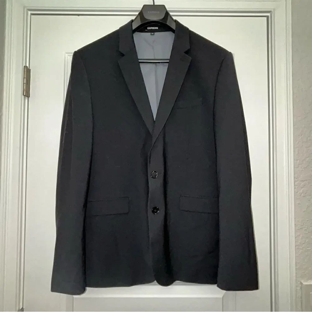 Express Extra Slim Two-Button Long Sleeve Wool Blend Blazer Suit Jacket